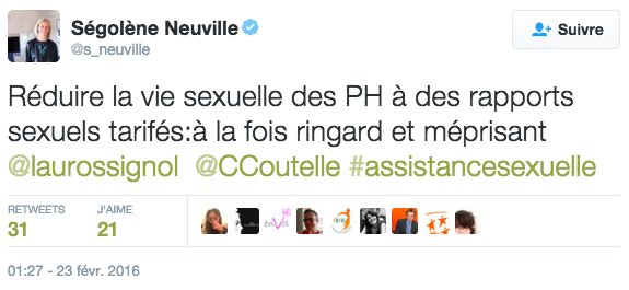 Capture d'écran du Twitter officiel de Ségolène Neuville