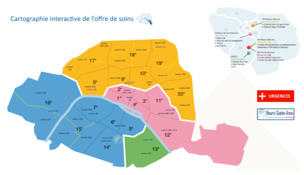 La cartographie de la GHT Paris-psychiatrie et neurosciences