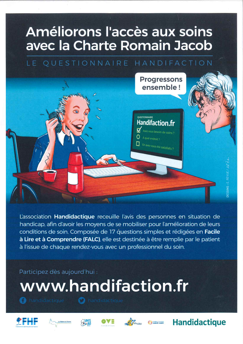 Une nouvelle affiche de promotion du questionnaire d'évaluation de la charte Romain Jacob est diffusée.