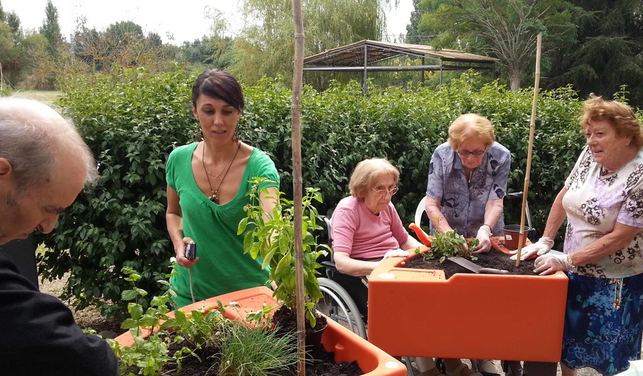 À l'Ehpad La Bastide Médicis à Labège (Haute-Garonne), les bacs de jardinage sont mobiles.