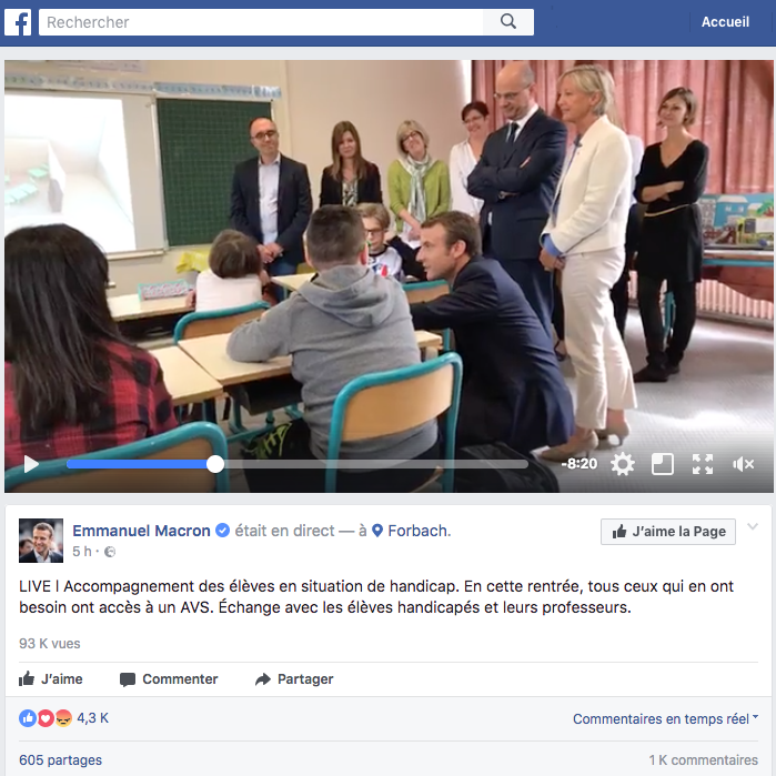 Emmanuel Macron en visite de la classe Ulis de l'école Louis-Houpert de Forbach.