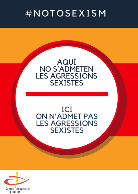 Le logo contre le sexisme diffusé au CH de Thuir a été dévoilé au cours d'une journée sur l'égalité professionnelle. 
