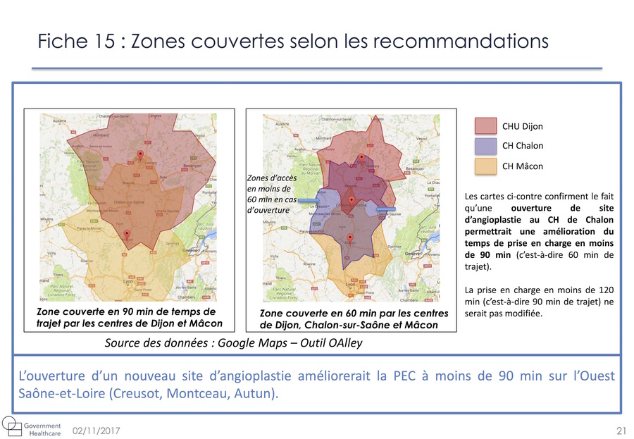 Les temps d'accès en cas d'ouverture d'un centre à Chalon-sur-Saône