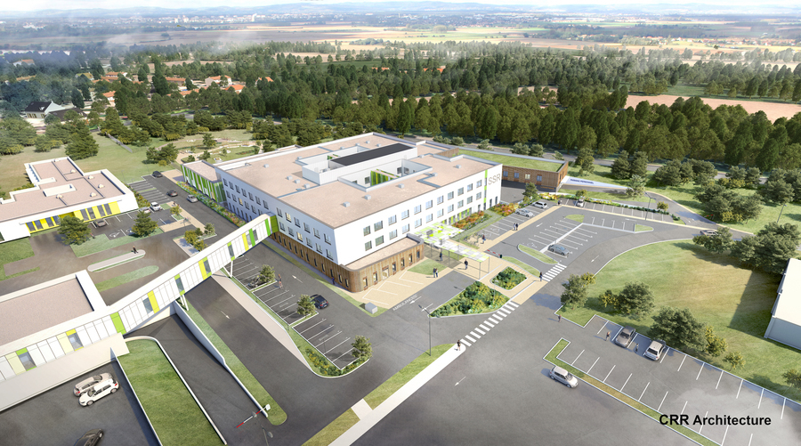 Le nouveau bâtiment du CH de Bourg-en-Bresse sera en service en 2021.