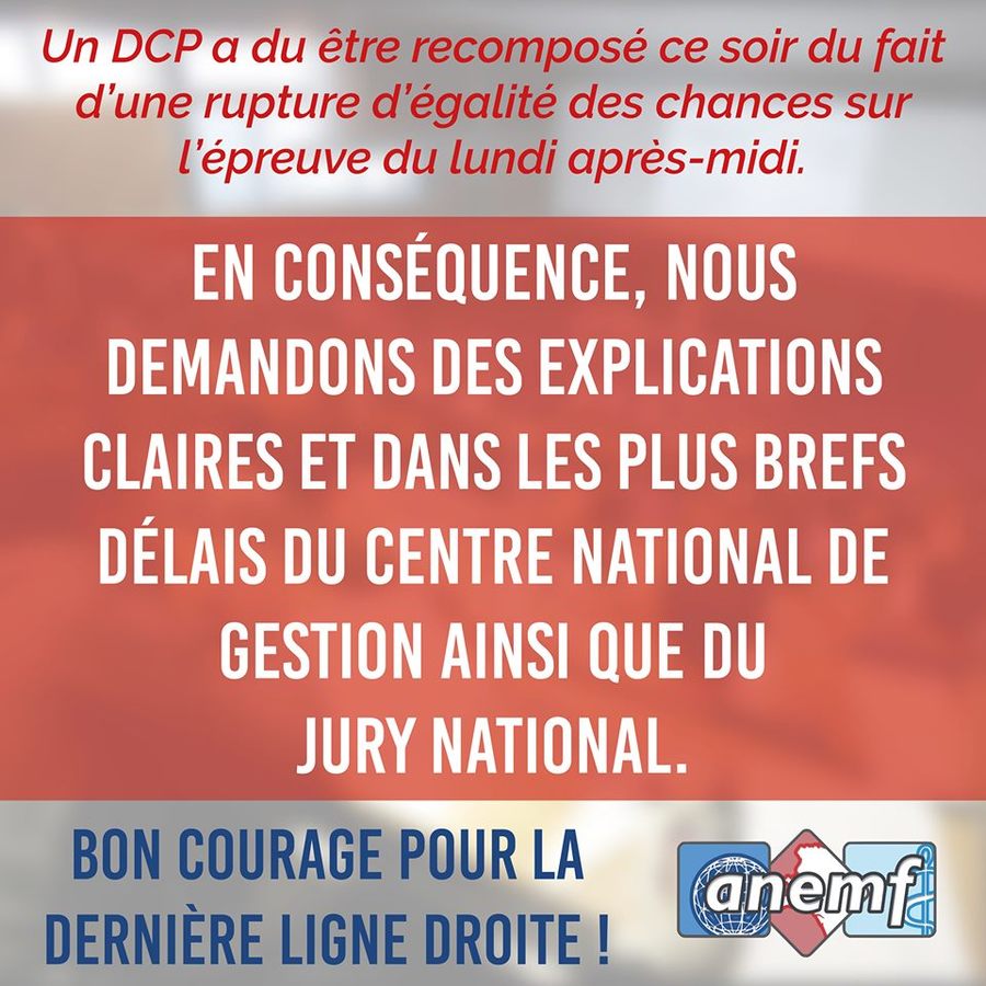 Dès le 18 juin, l'Anemf demandait via Facebook des explications au CNG sur la recomposition d'une épreuve.