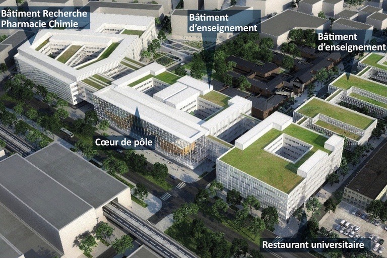 Le site dit "métro", qui accueillera notamment la faculté de pharmacie, couvre quelque 74 000 m2.
