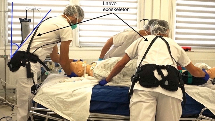 Différents exosquelettes ont fait l'objet de tests à l'Hôpital virtuel de Lorraine, avant d'opter pour le modèle Laevo. (CHRU-INRIA-HVL)