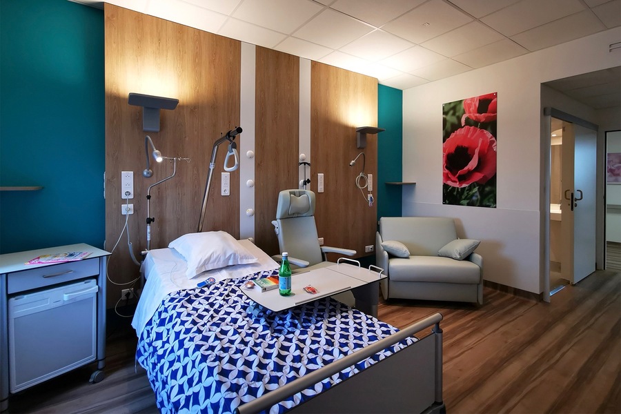 Avec son projet O'Zen, le CLCC de Caen propose des chambres personnalisables et connectées pour améliorer le confort et faciliter la présence de l'entourage. (Centre François-Baclesse)