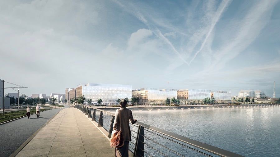 Le chantier du futur CHU de Nantes, sur l'Île-de-Nantes est un projet d'envergure qui doit s'achever en 2026. (Art & Build-Pargade Architectes-Artelia-Signes Paysages)