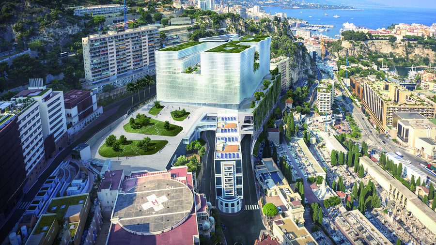 Les travaux d'extension du CH Princesse-Grace à Monaco confiés à Vinci Construction devraient durer jusqu'à fin 2025. (AIA Life Designers NMI/AIA Ingénierie/Tractebel)