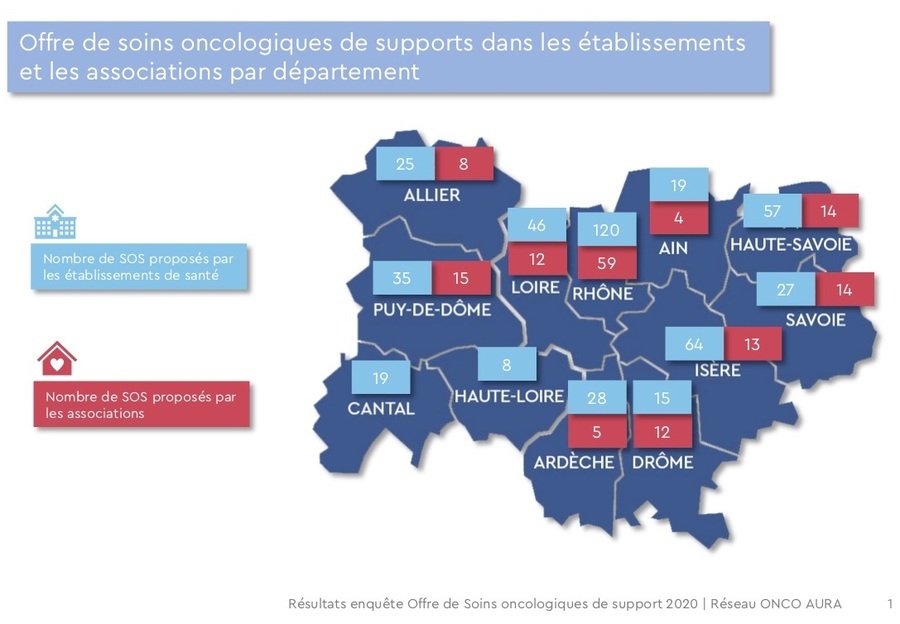 L'état des lieux porte sur les données de l'année 2019 et montre des disparités sur le territoires. (Onco Aura)