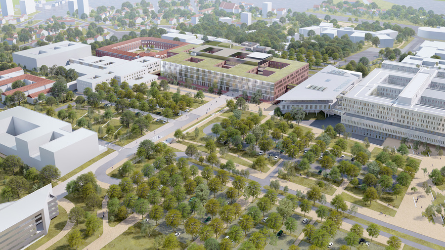 La construction de la phase 2 du nouvel hôpital de Reims s'achèvera en 2028. (Pargade architectes)