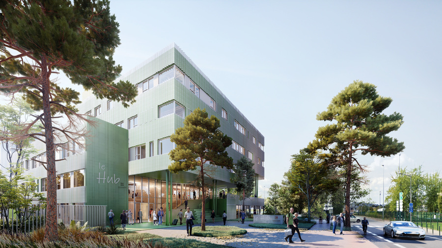 Le nouveau bâtiment d'Eurasanté dédié à la nutrition-santé sortira de terre en 2024 à proximité du CHU de Lille. (Eurasanté)