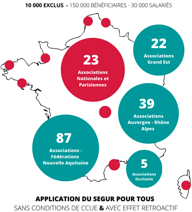 Le collectif Ségur pour tous revendique aujourd'hui plus de 180 partenaires à travers la France. (Infographie Ségur pour tous)