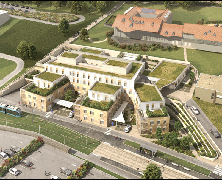 Les services de psychiatrie actuellement situés sur les hôpitaux Saint-Jacques et Jean-Minjoz seront réunis en 2026 dans un tout nouveau bâtiment. (CHU de Besançon)