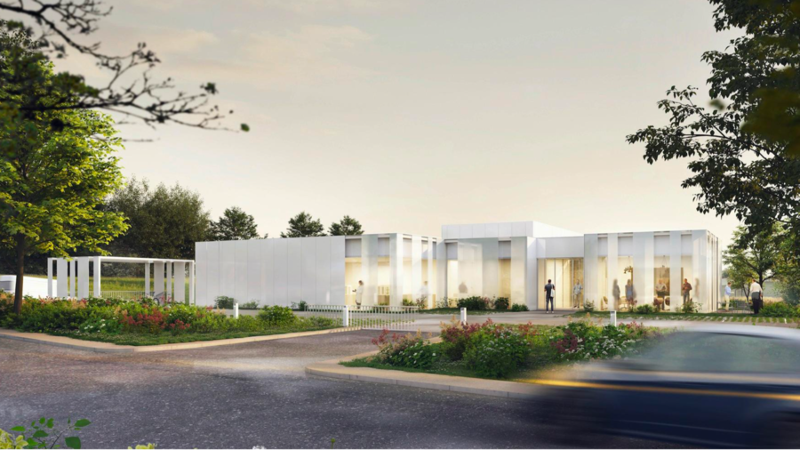 Le nouveau bâtiment logistique est un plain pied construit autour d'un patio central qui permet d'utiliser au maximum la lumière naturelle. (BVL Architecture)
