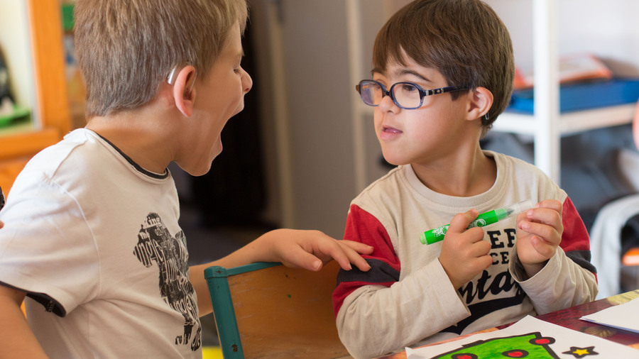 Pas assez complexes pour bénéficier de dispositifs dédiés mais trop lents pour suivre le programme, les enfants en situation de handicap intellectuel feraient-ils les frais de l'école inclusive ? (Burger/Phanie)