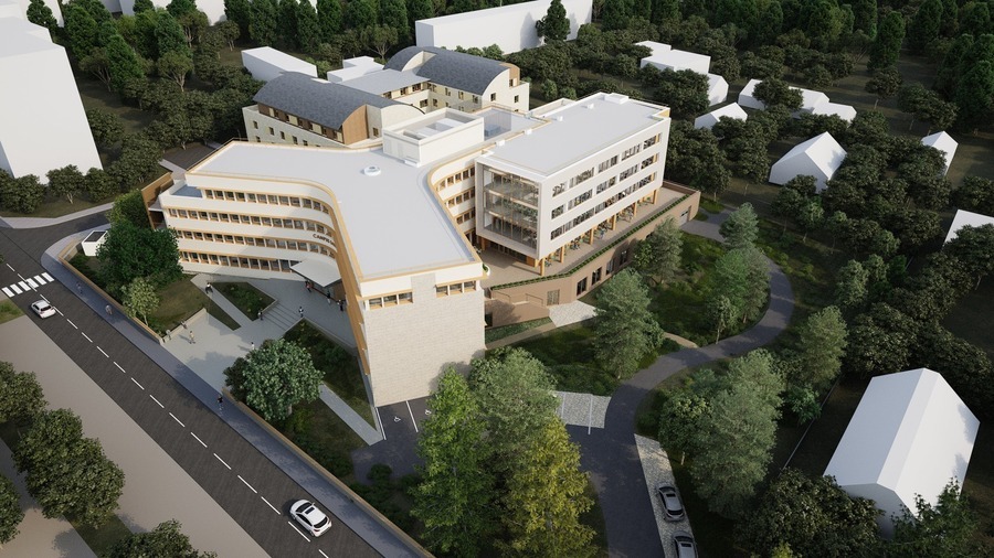 L'enjeu du futur campus est d'inscrire les étudiants et
stagiaires dans une organisation apprenante et dans un processus de formation tout au long de la vie, pour répondre aux besoins de santé de la population du Loir-et-Cher. (A26 Architectures/CH de Blois)