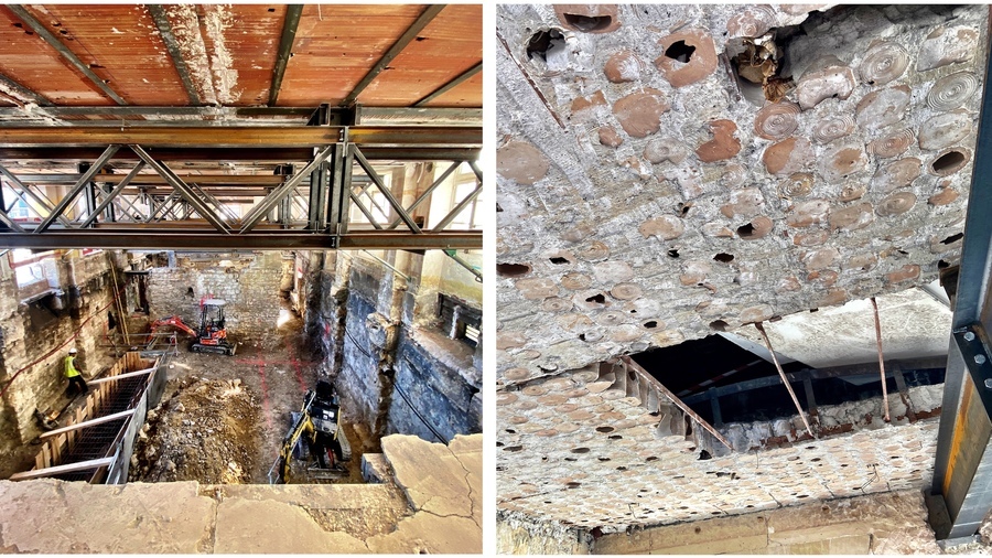 Les peignes les plus près du futur bâtiment de Lariboisière ont été entièrement désossés du sous-sol au toit. Au plus fort de leur rénovation, il ne restait plus que les murs historiques et le plancher creux des combles. (Thomas Quéguiner/Hospimedia) - Droits réservés Les peignes les plus près du futur bâtiment de Lariboisière ont été entièrement désossés du sous-sol au toit. Au plus fort de leur rénovation, il ne restait plus que les murs historiques et le plancher creux des combles. (Thomas Quéguiner/Hospimedia)