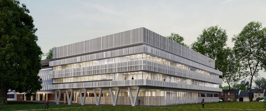 L'extension sur trois niveaux de l'Irset a nécessité 26 M€ d'investissement et permis d'agrandir d'un tiers les surfaces de l'institut. (DLW architecte) - Droits réservés L'extension sur trois niveaux de l'Irset a nécessité 26 M€ d'investissement et permis d'agrandir d'un tiers les surfaces de l'institut. (DLW architecte)
