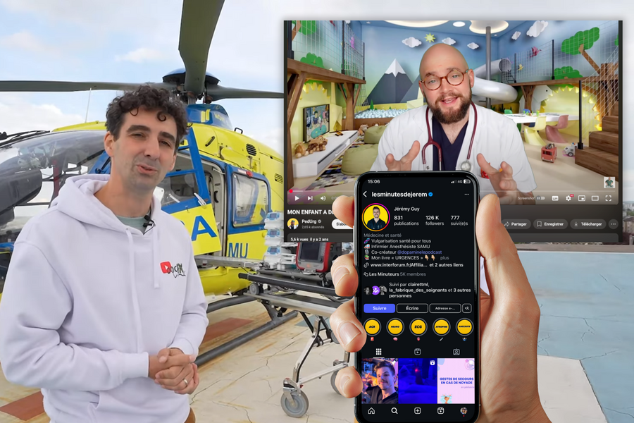 Les Drs François-Xavier Moronval et Jules Fougère, l'infirmier anesthésiste Jérémy Guy... Ces trois passionnés de médecine d'urgence conçoivent des vidéos hautement pédagogiques et qualitatives pour décrypter la santé auprès du plus grand nombre et améliorer en retour son organisation. (Anne-Laure Juif/Hospimedia)