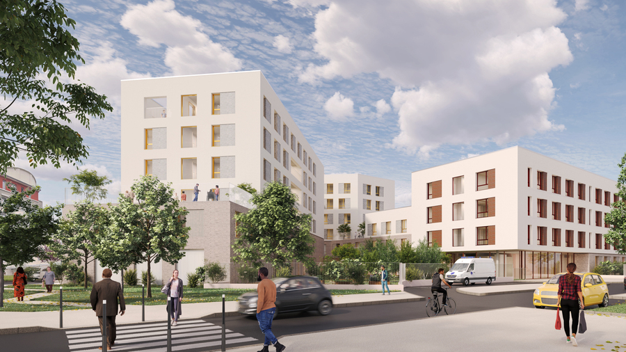 Le pôle médico-social et sanitaire en construction sera à proximité du futur hôpital de Montfermeil et disposera de 176 lits. (Soho Architecture)