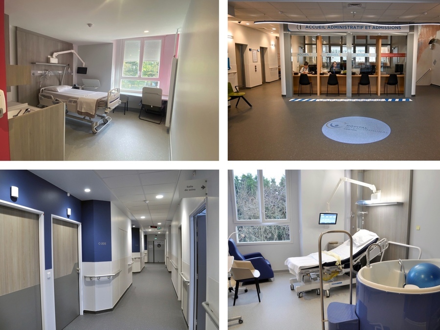 Les chambres de la maternité de Créteil disposent de boiseries naturelles au niveau des têtes de lit, de parois coulissantes pour dissimuler les dispositifs médicaux ou encore d'éclairages Led à intensité variable. (Hôpitaux Confluence)